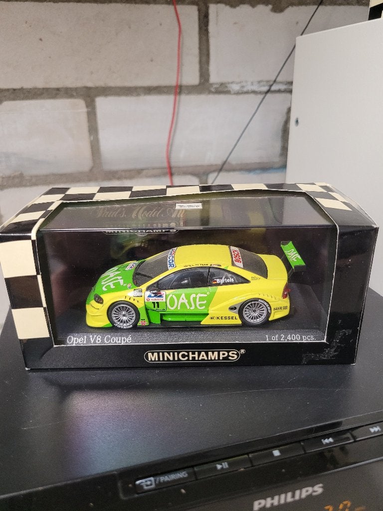 opel astra V8 coupe dtm minichamps 1:43 M. Bartels, Ophalen of Verzenden, Zo goed als nieuw, Auto, MiniChamps