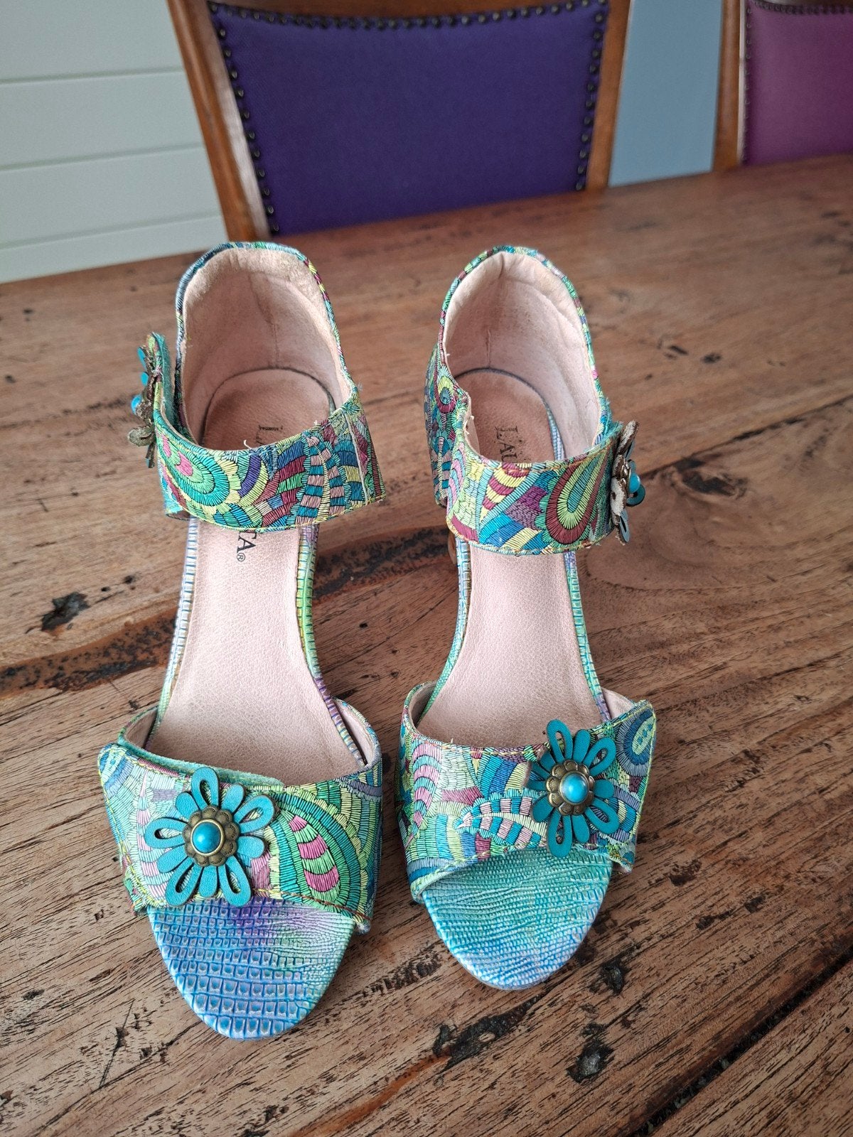 Laura Vita Groen/Multicolor Hakken Maat 36, Kleding | Dames, Schoenen, Laura Vita, Ophalen of Verzenden, Zo goed als nieuw, Groen