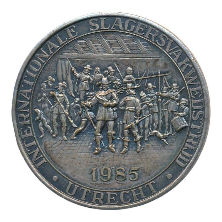 Utrecht Int. Slagersvakwedstrijd 1985 penning, Ophalen of Verzenden, Overige materialen, Nederland