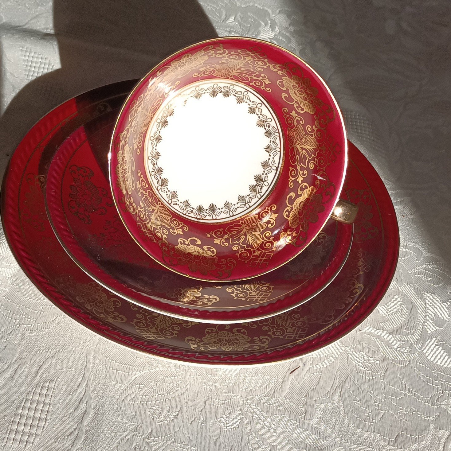 Vintage Bavaria kopje met schotel en gebaksbordje, Ophalen of Verzenden