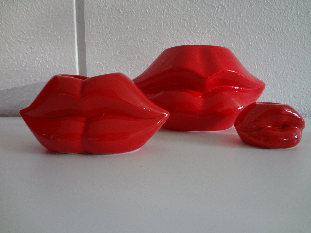 2 Rode lipvazen van House Vitamin, Ophalen of Verzenden, Zo goed als nieuw, Rood, Steen/keramiek