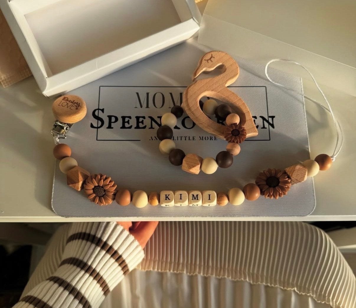 Speenkoord met naam - Gepersonaliseerd kraamcadeau, Ophalen of Verzenden, Nieuw, Overige typen