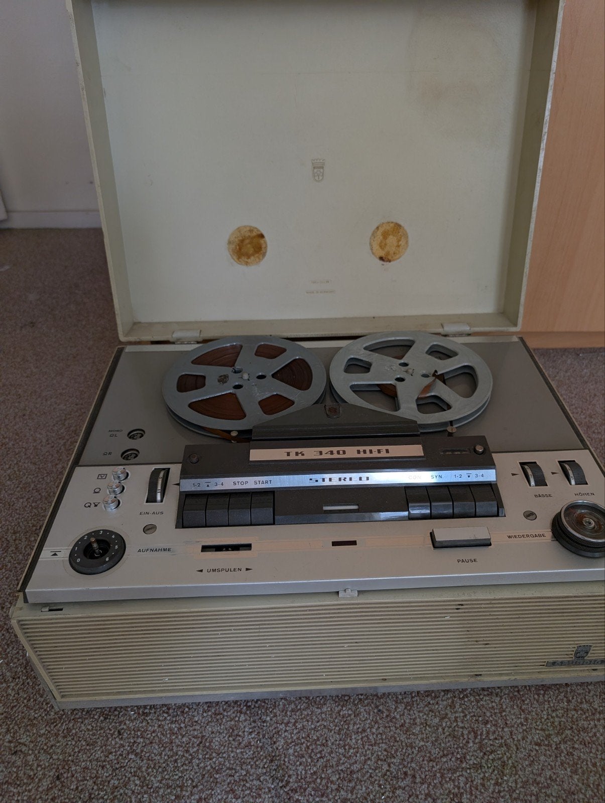 Grundig TK 340 HiFi Bandrecorder met banden, Ophalen, Bandrecorder, Met stofkap