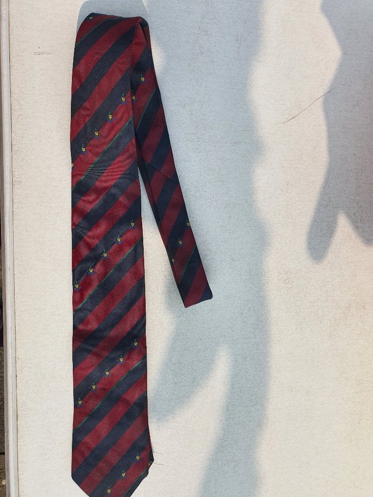 Vintage Club Tie | Burgundy Navy | Preppy Ivy Style, Ophalen of Verzenden, Zo goed als nieuw, Overige kleuren, Met patroon