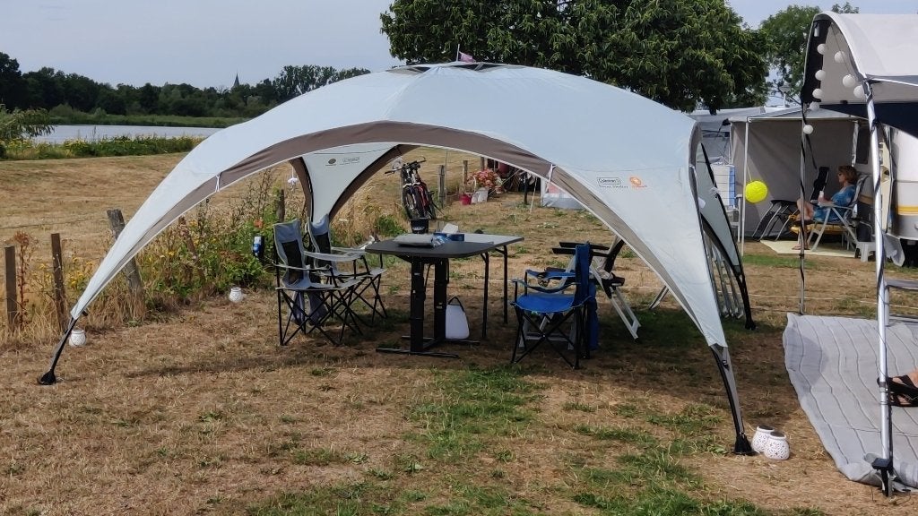 Coleman shelter L 3,65 bij 3,65 plus zijwand, Ophalen, Opvouwbaar, Zo goed als nieuw, 2 meter of meer