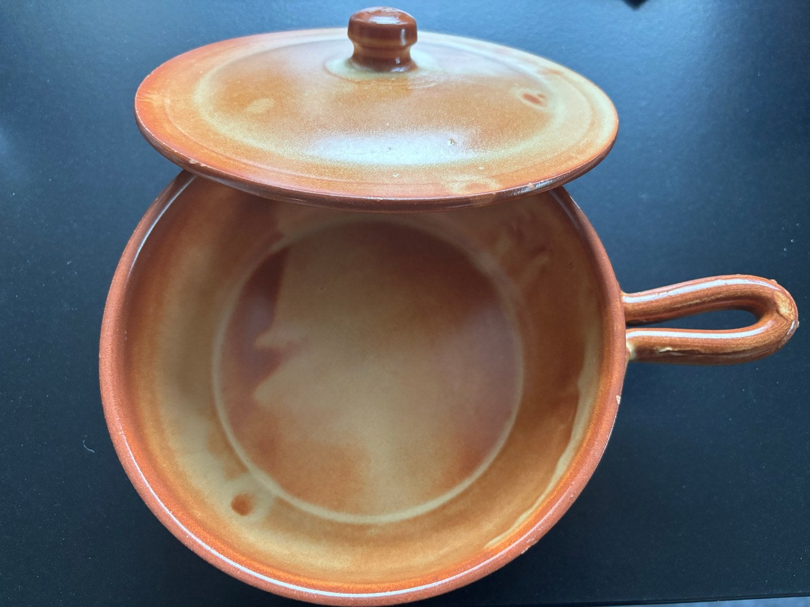 Aardewerken pan met deksel - 21 cm breed, 8 cm diep, Ophalen, Gebruikt, Met deksel, Overige typen