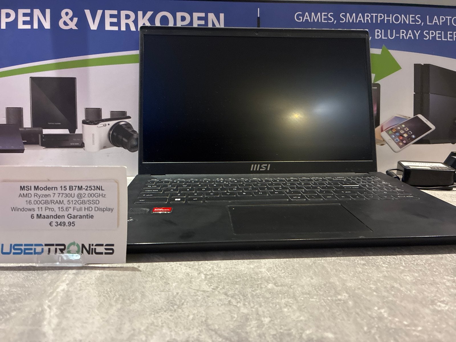 MSI Modern 15 B7M-253NL Laptop - AMD Ryzen 7, 16GB RAM, 512G, 2 tot 3 Ghz, Ophalen of Verzenden, Zo goed als nieuw, Gaming