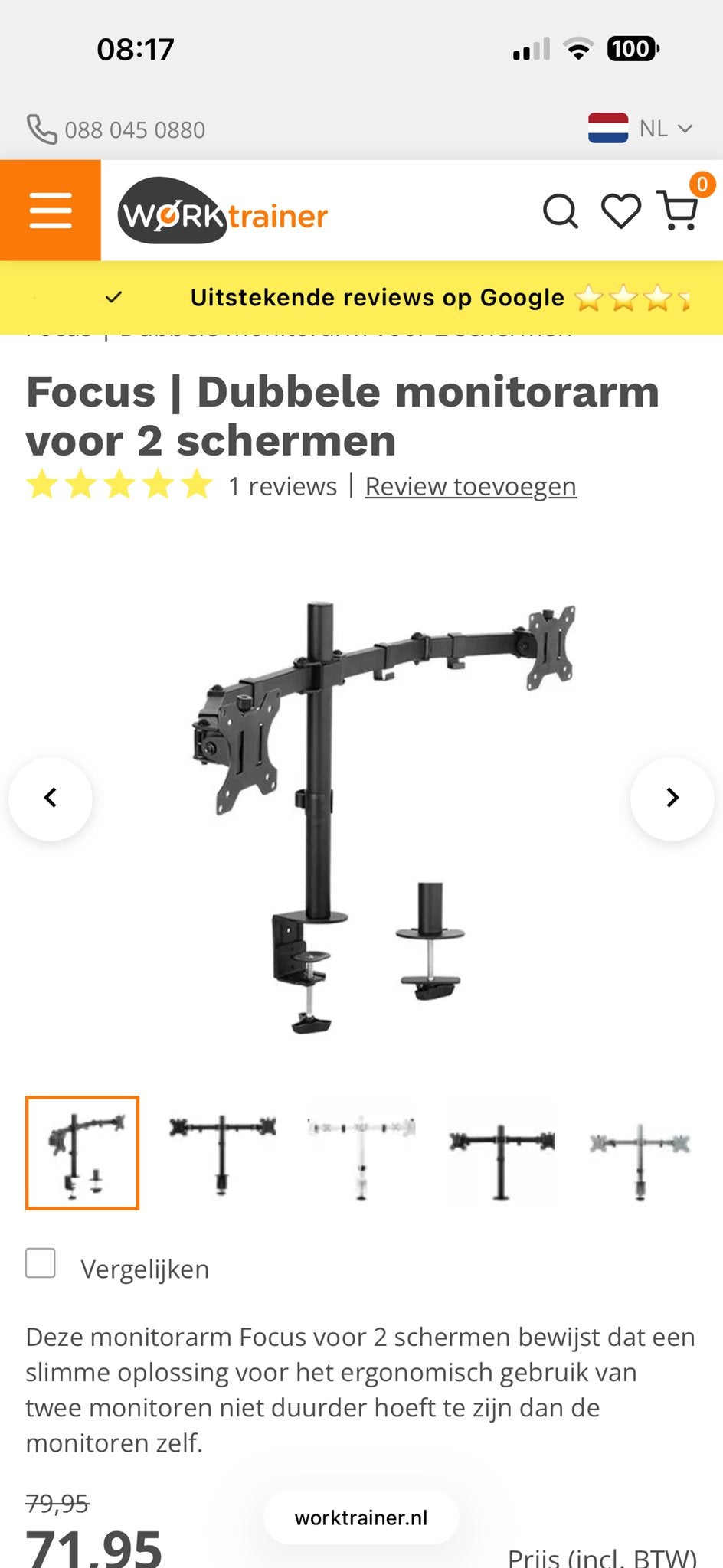 Focus | Dubbele monitorarm voor 2 schermen, Computers en Software, Monitoren, Ophalen of Verzenden, Nieuw