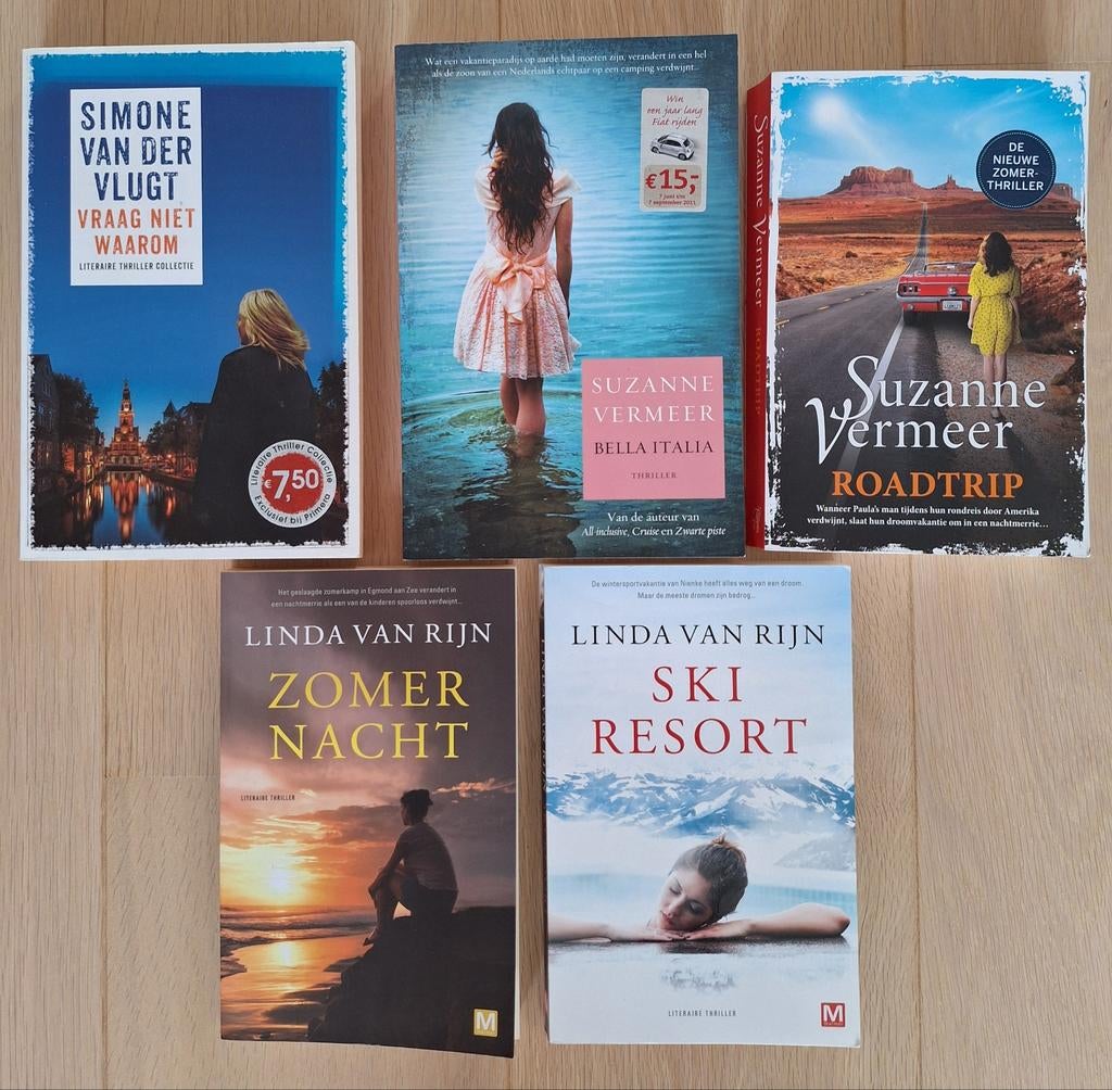 5 Thrillers - Linda v. Rijn, S. Vermeer,  Simone v.d. Vlugt, Boeken, Ophalen of Verzenden, Zo goed als nieuw