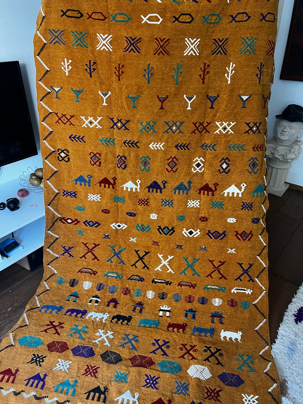 Prachtig handgemaakt Marokkaans Berber vloerkleed, Geel, Zo goed als nieuw, 150 tot 200 cm, Rechthoekig