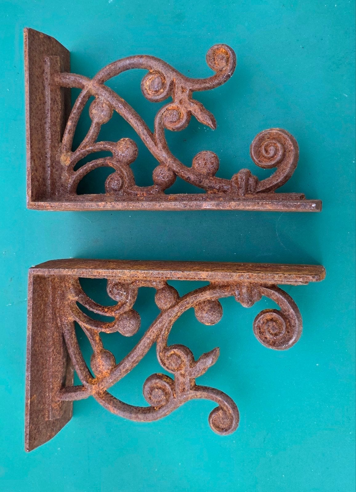 Antieke gietijzeren plankdragers - set van 2, Antiek en Kunst, Ophalen of Verzenden