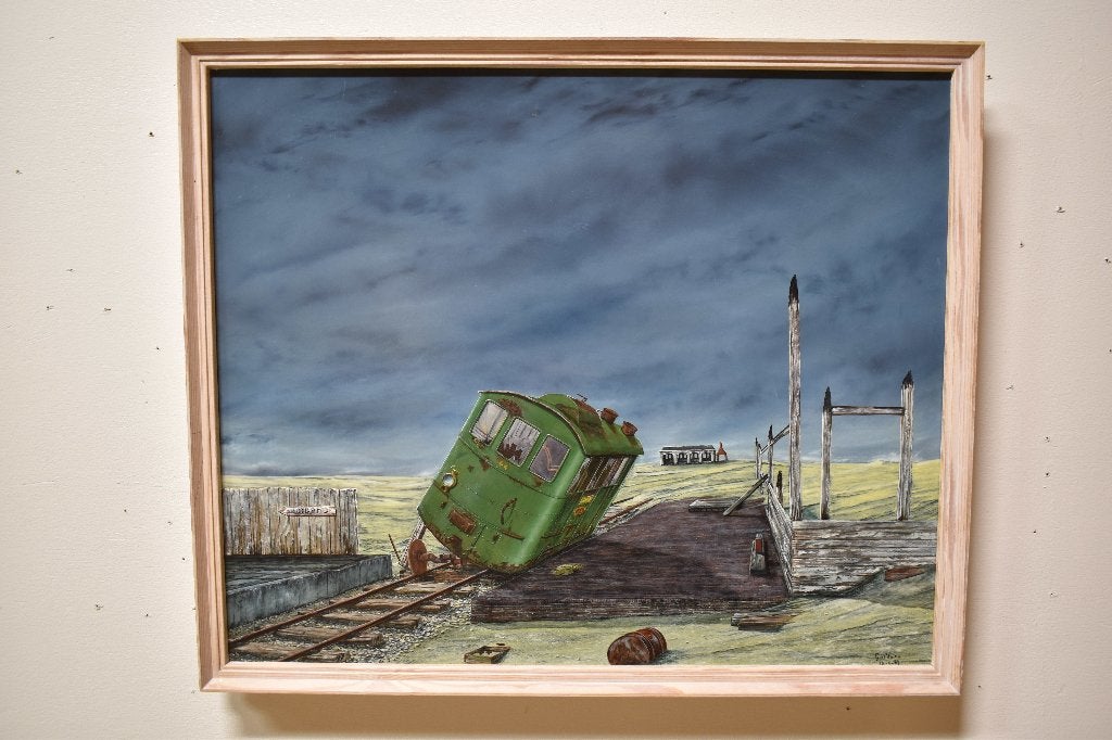 Gerrit de Vries ~ Schilderij, 'Op dood spoor'., Ophalen of Verzenden, Ingelijst, Overig onderwerp
