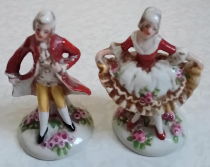 2 Porseleinen beeldjes echtpaartje man en vrouw GERMANY, Ophalen of Verzenden