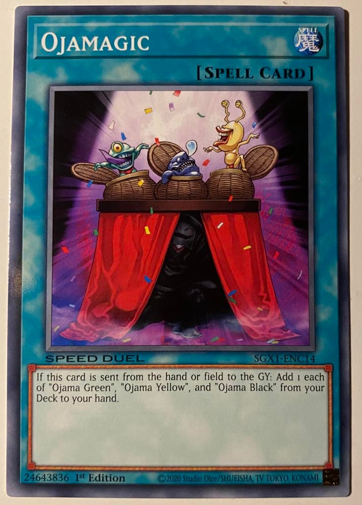 Yu-Gi-Oh! Ojamagic SGX1 1st Edition !, Ophalen of Verzenden, Zo goed als nieuw, Losse kaart