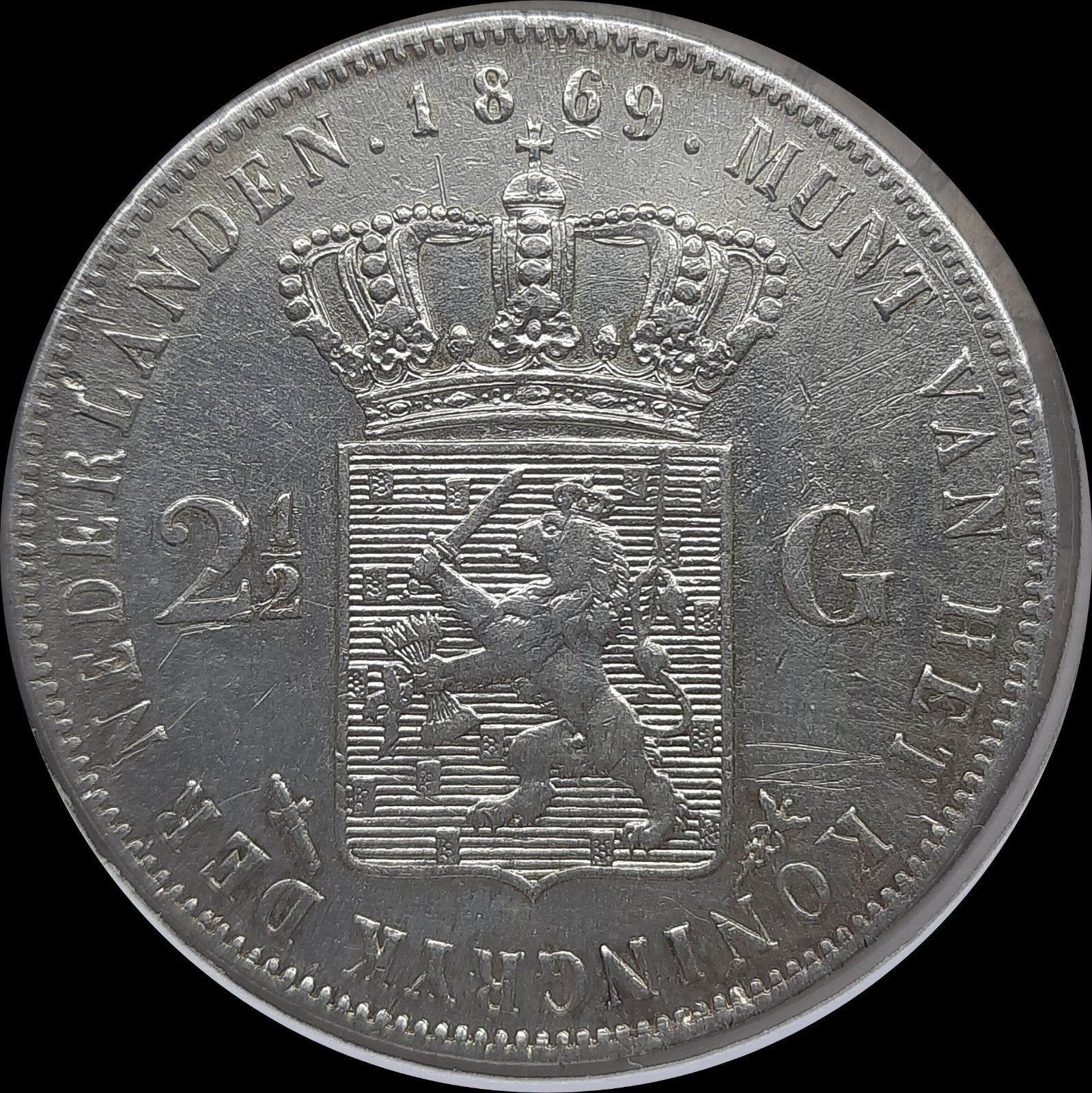 Rijksdaalder 1869 Willem 3, Postzegels en Munten, Ophalen of Verzenden, Koning Willem III, 2½ gulden