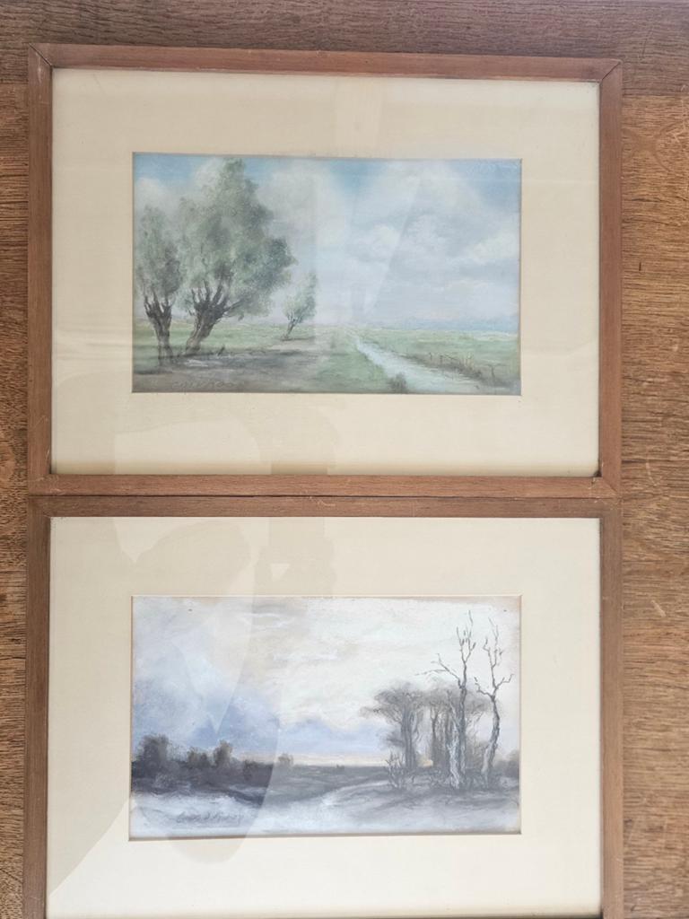 Gesigneerde pasteltekeningen C.M. van Rooy - Landschappen, Antiek en Kunst, Kunst | Schilderijen | Klassiek, Ophalen of Verzenden