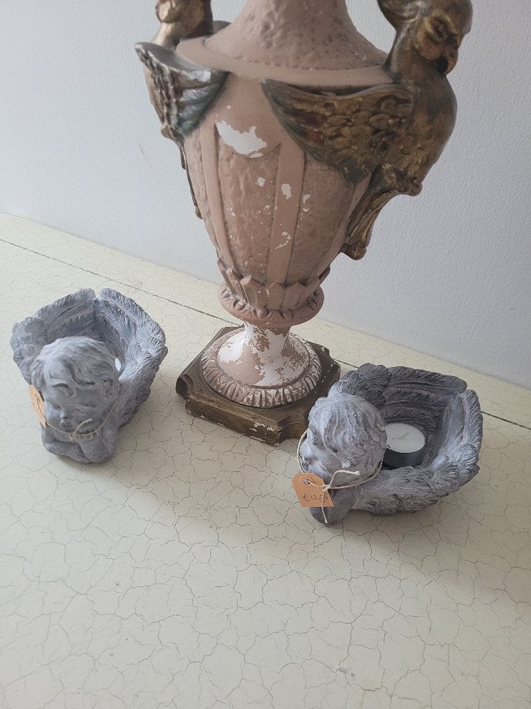 Betonnen winterharde kandelaars engel p/st 8.95, Huis en Inrichting, Woonaccessoires | Kandelaars en Kaarsen, Belle Vieille Brocante