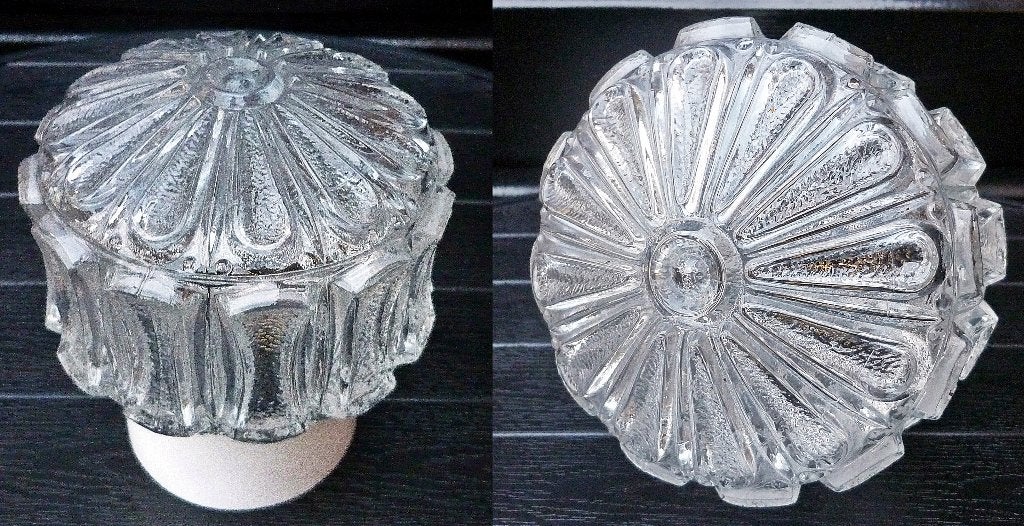 Antiek Blank Glazen Lamp Bollamp Plafondlamp, Huis en Inrichting, Plafondlamp, Mid-century modern, E27 (groot), Ophalen of Verzenden