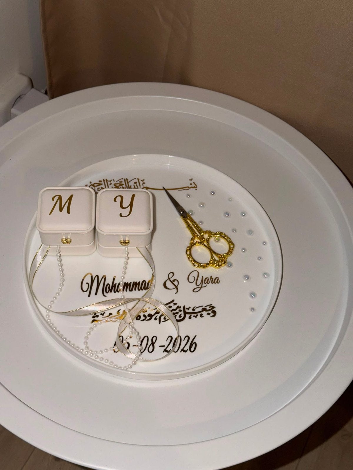 Gepersonaliseerde ringenschaal voor bruiloft/verloving, Nieuw, Ophalen of Verzenden, Knutselwerk, Overige merken