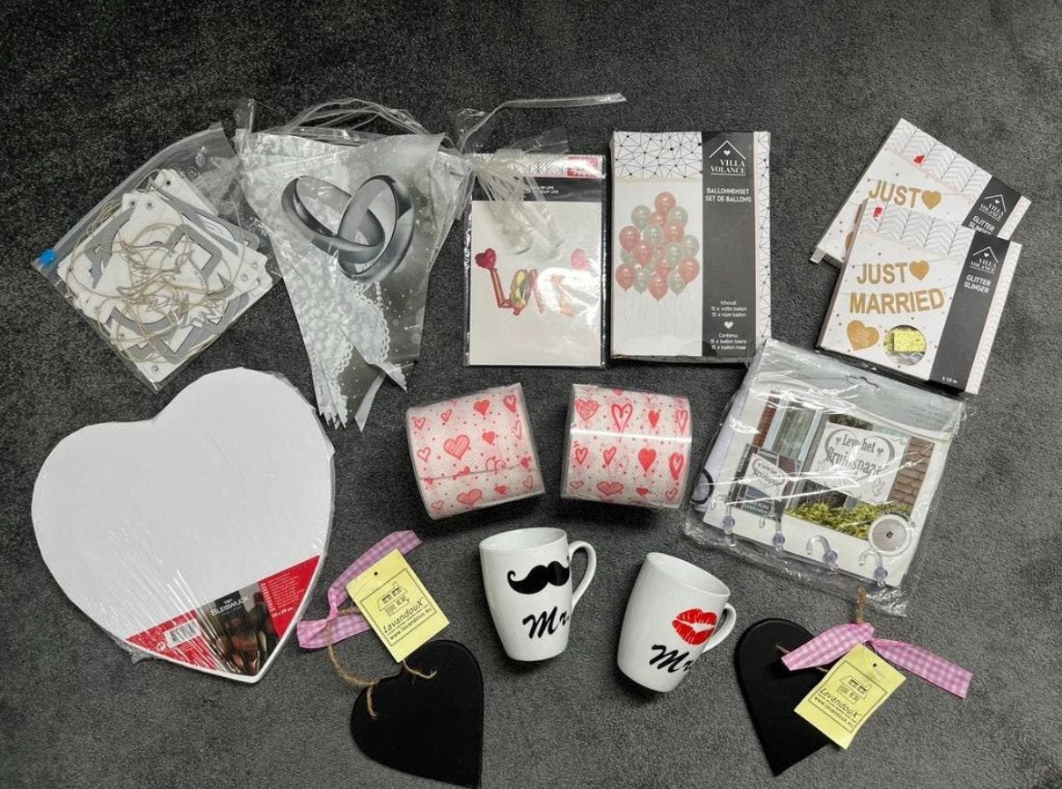 NIEUW - Div. versieringen/ geschenken huwelijk, Ophalen of Verzenden, Nieuw, Overige typen, Geboorte of Huwelijk