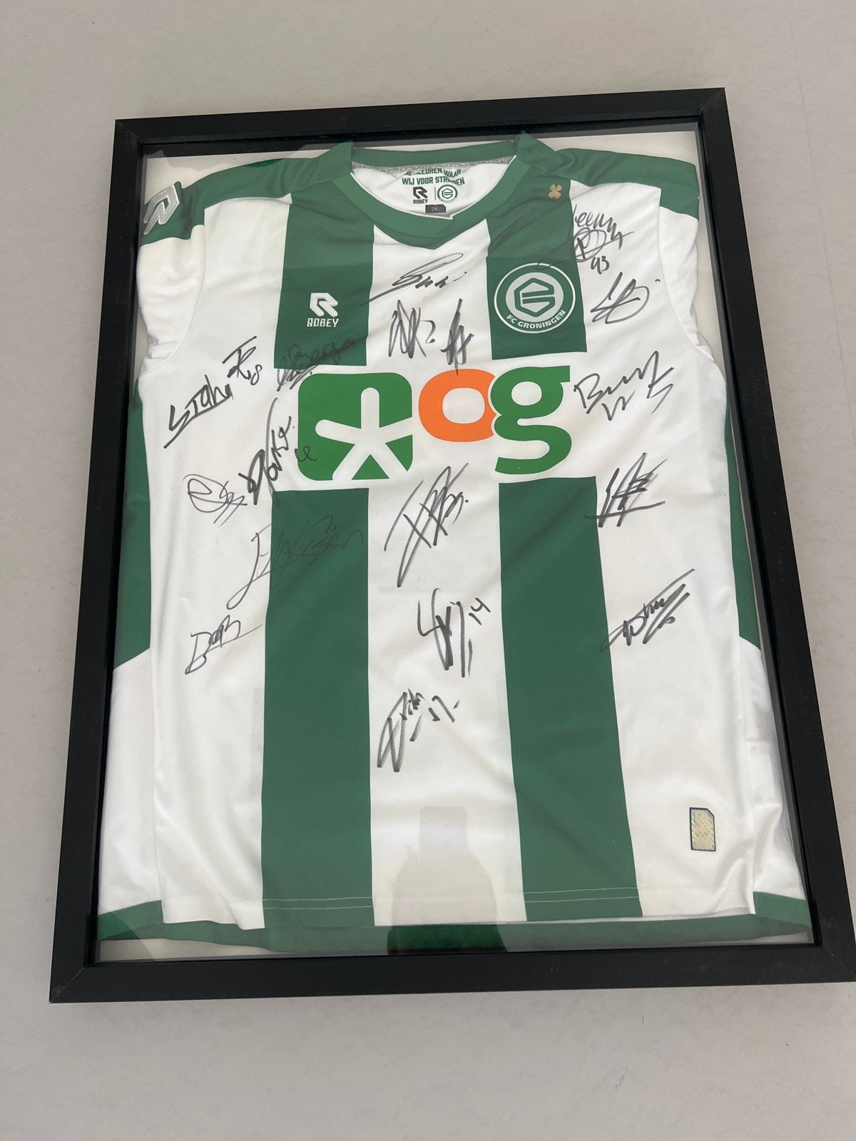 Gesigneerd FC Groningen shirt - Van Bergen, Blokzijl, Vaesse, Ophalen, Zo goed als nieuw, Shirt