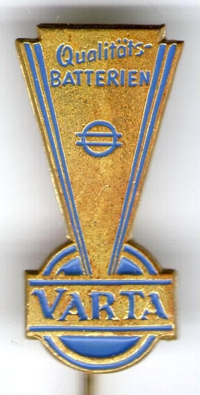 VARTA batterijen blauw op koper speldje ( H_156 ), Verzamelen, Verzenden, Nieuw, Merk, Speldje of Pin