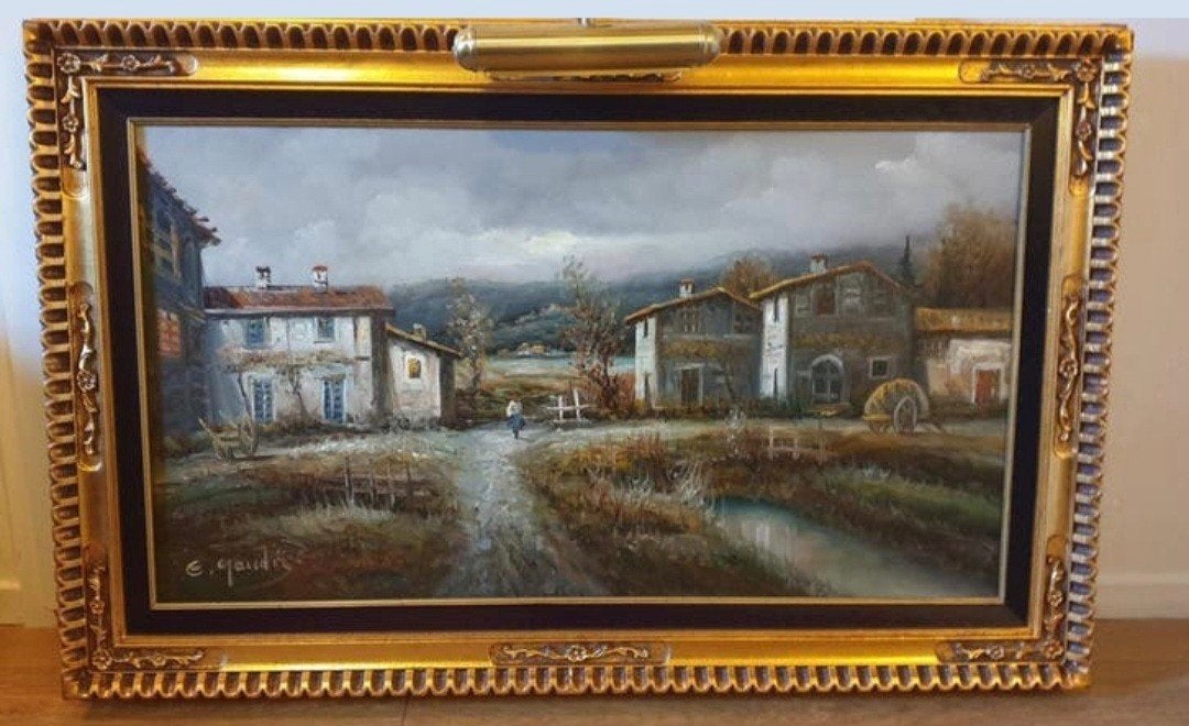 Prachtig olieverf schilderij op linnen, gesigneerd E.GAUDIO., Ophalen