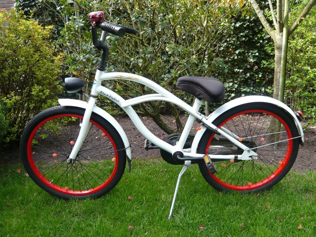 Mooie 22inch popal black fighter wit/rood/zwart, Ophalen, Gebruikt, Terugtraprem, 22 inch