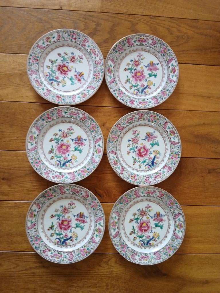 Set van 6 Famille Rose Borden, Ophalen of Verzenden