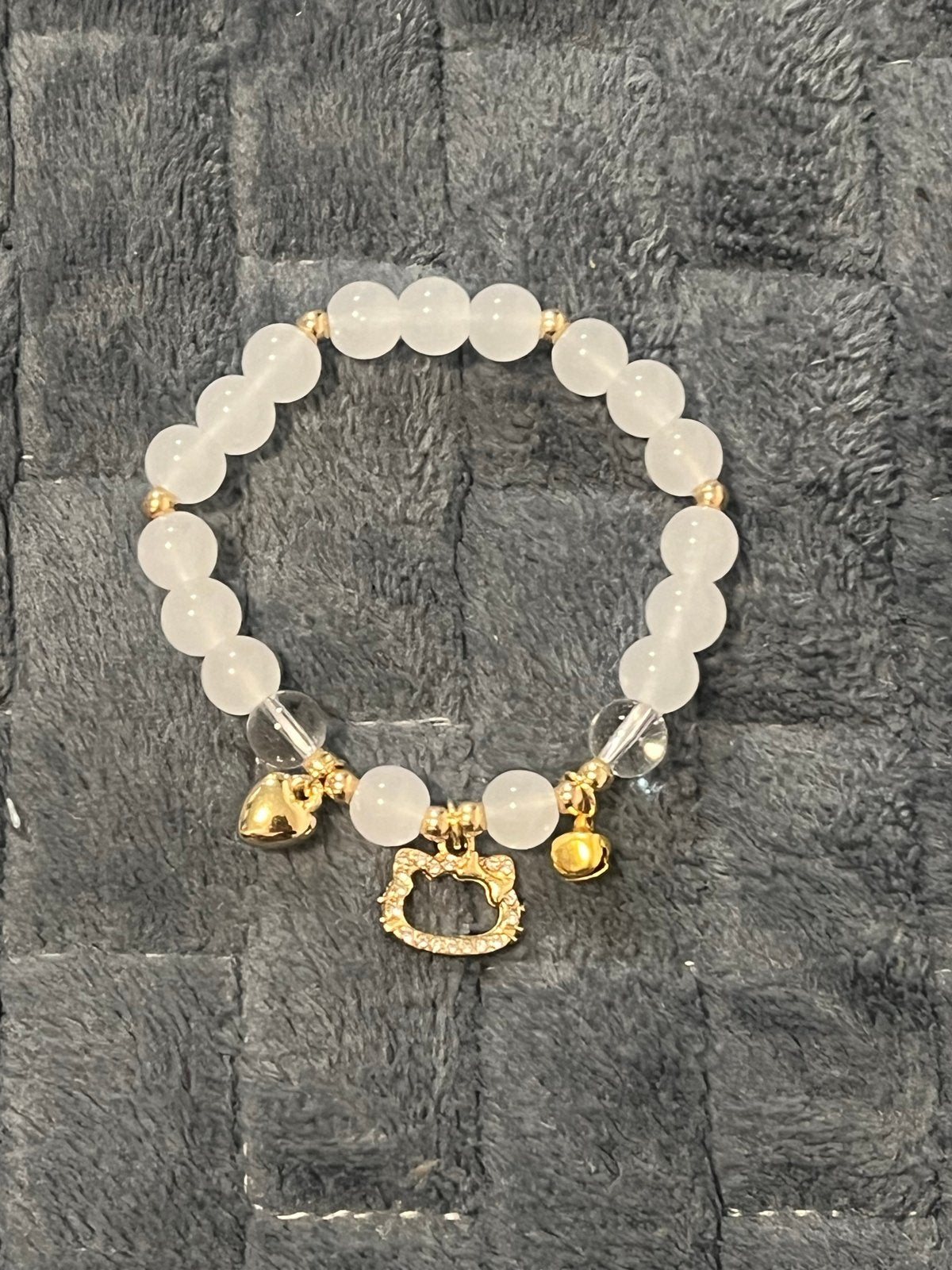 Hello Kitty Armband met Witte Kralen en Bedels, Overige materialen, Wit, Nieuw, Ophalen of Verzenden