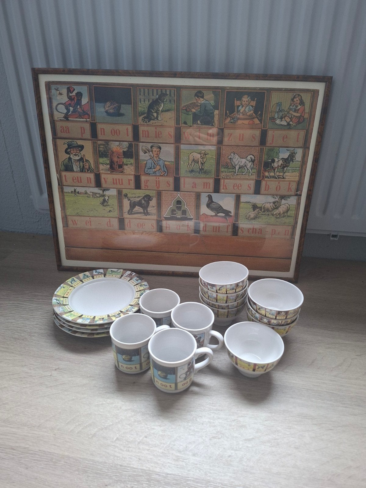 Vintage ABC Servies met Leerplaten - Compleet Set, Ophalen