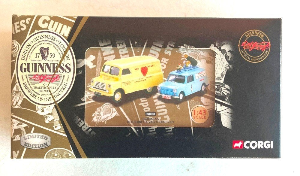 Mini Van & Bedford CA Guinness Corgi Ltd edition # 08008., Hobby en Vrije tijd, Ophalen of Verzenden, Zo goed als nieuw, Auto