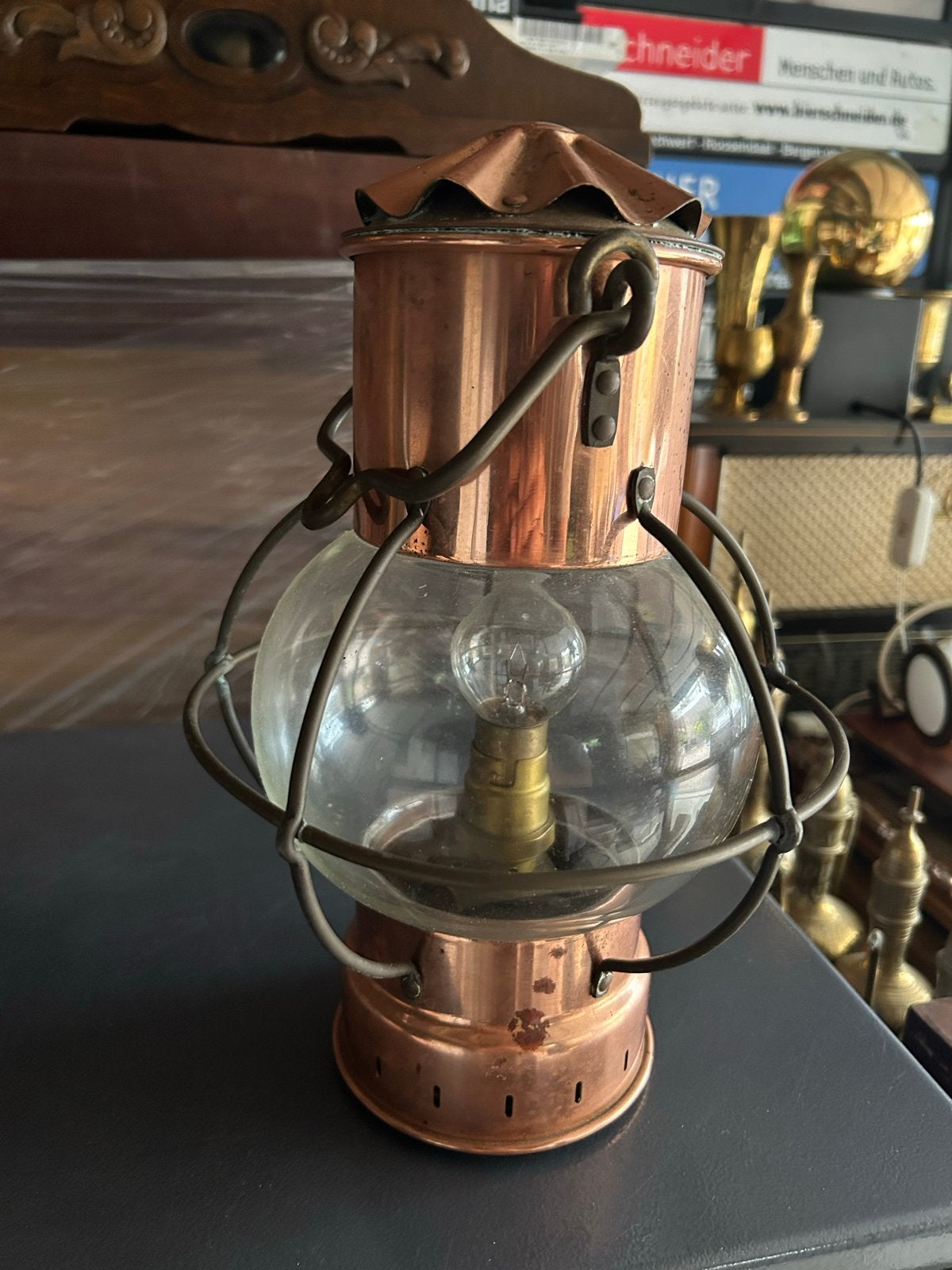 Koperen Trawlerlamp met Fitting - 30cm Hoogte, Ophalen of Verzenden, Koper