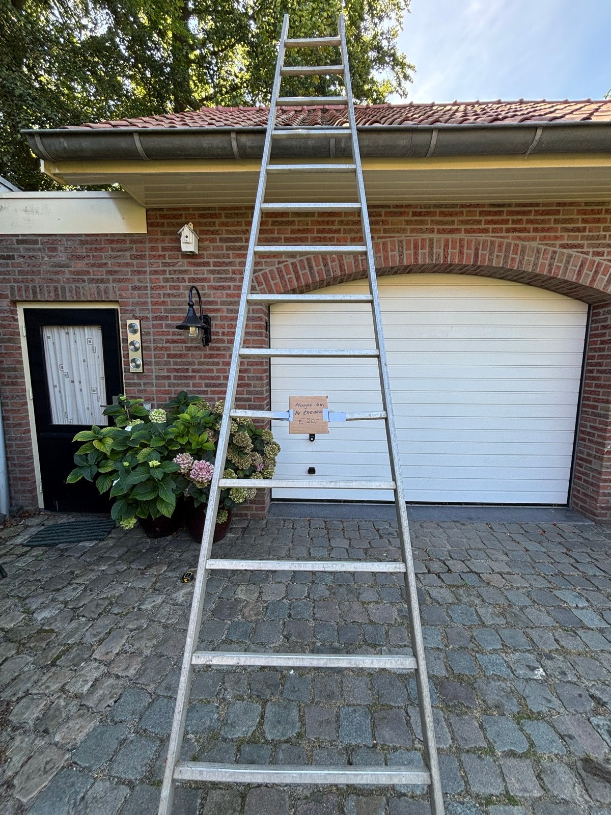 Aluminium ladder 4 meter, 14 treden, Ophalen of Verzenden, Gebruikt, Ladder, 4 meter of meer