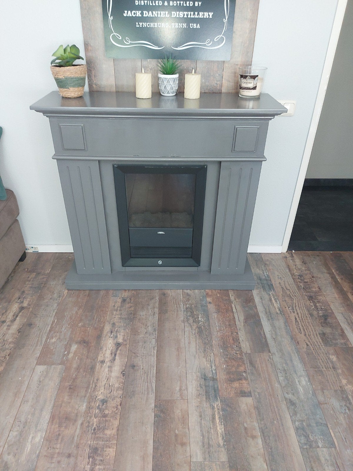 Elektrische haard met schouw - 109x35x101 cm, Huis en Inrichting, Haarden, Ophalen, Gebruikt, Vrijstaande haard, Elektrische haard