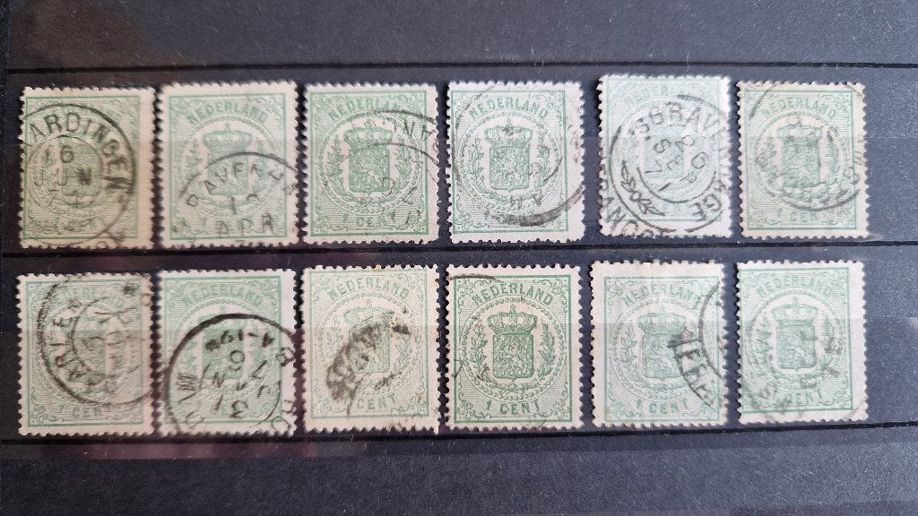 12x NVPH 15 gestempeld. Wapenzegels., Verzenden, T/m 1940, Gestempeld