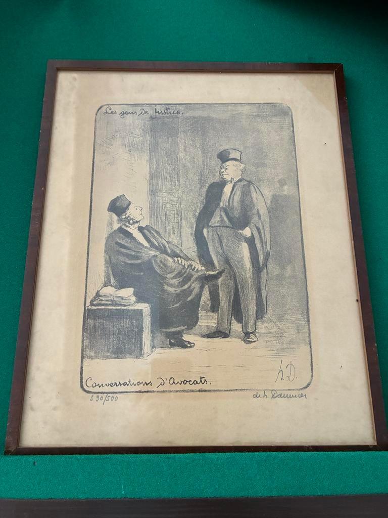 3x Originele Litho's: Daumier (2x) & Leijerzapf (1x), Antiek en Kunst, Dagelijks leven, 1800 - 1899, Genummerd, Ophalen of Verzenden