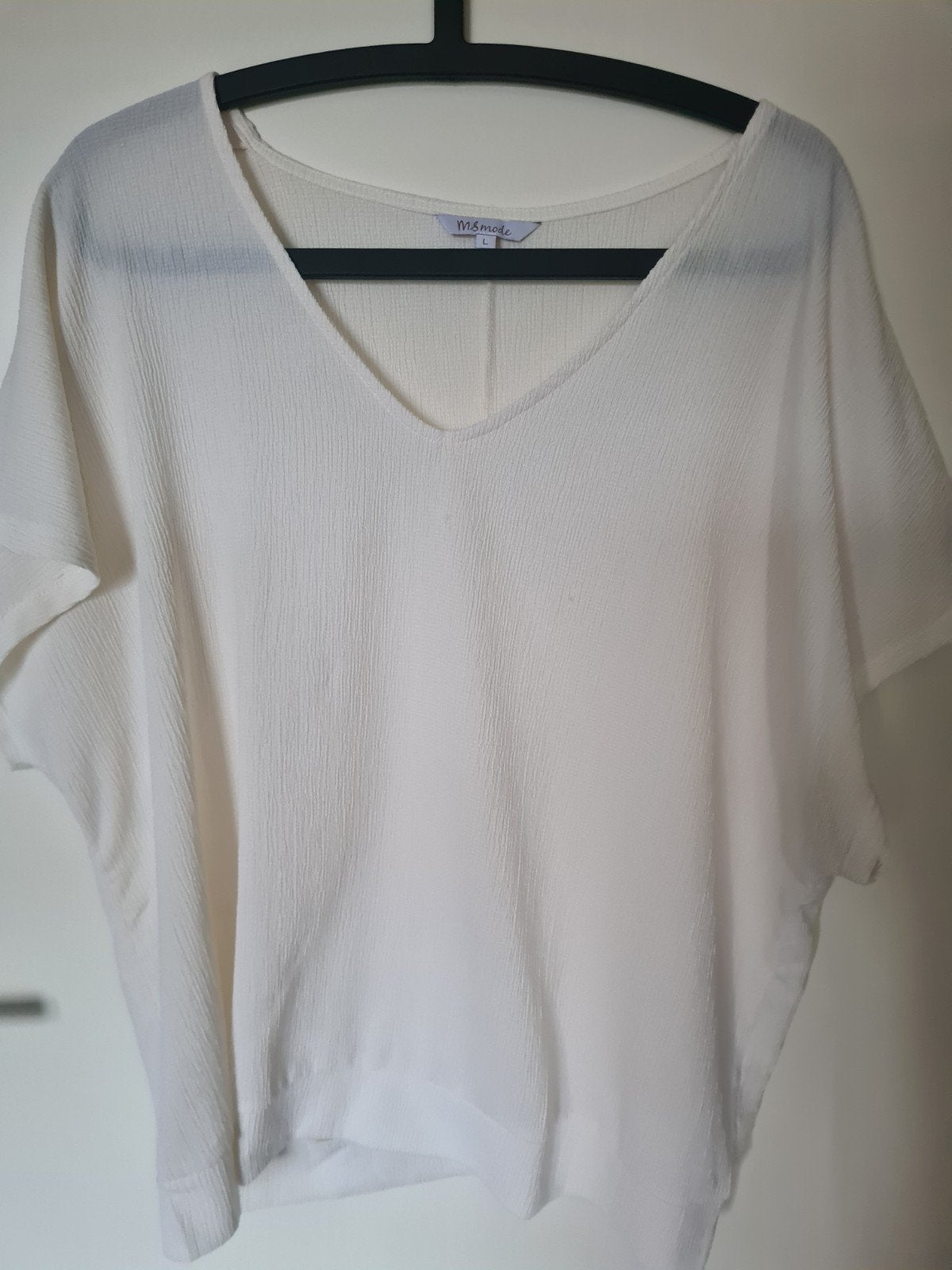 Mooi luchtig shirt van MS, maat L, Ophalen of Verzenden, Zo goed als nieuw, Beige, Korte mouw