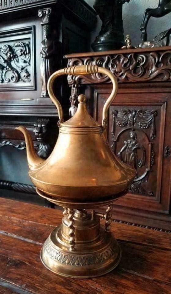 Zeldzame Kantelbare theepot- koper en brons, Antiek en Kunst, Ophalen of Verzenden