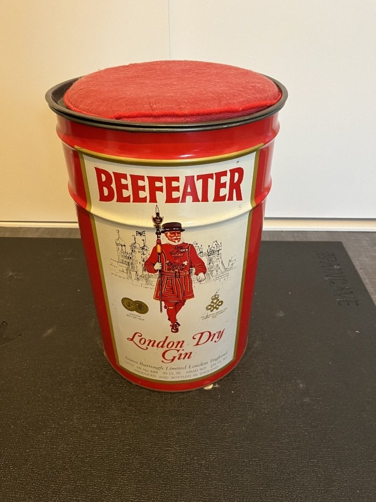 Vintage decoratief blik Beefeater London Dry Gin, Antiek en Kunst, Antiek | Spiegels, Ophalen, Rond, Minder dan 50 cm, Minder dan 100 cm