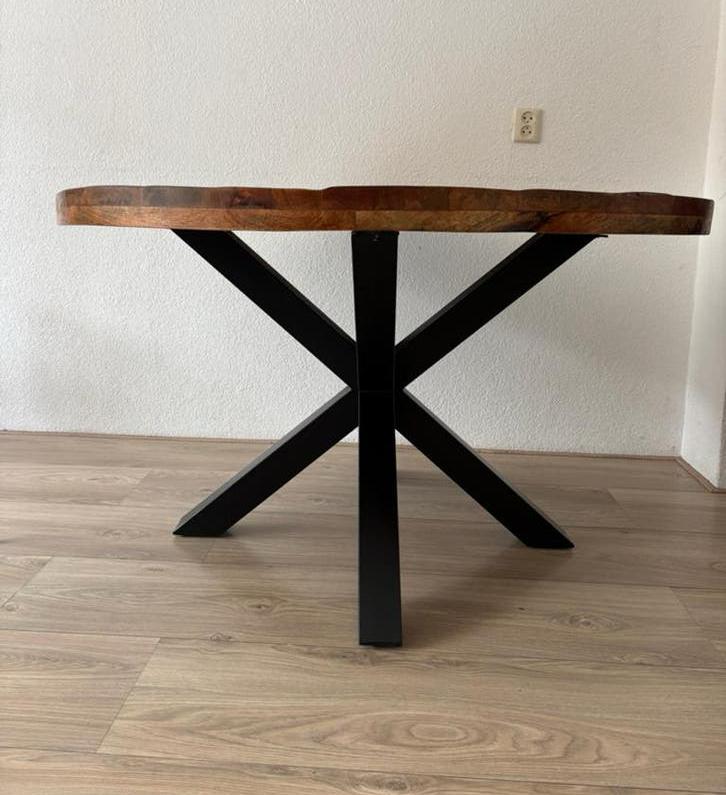Eettafel mango hout 130cm, Huis en Inrichting, Tafels | Eettafels, Ophalen, 50 tot 100 cm, 100 tot 150 cm, Rond