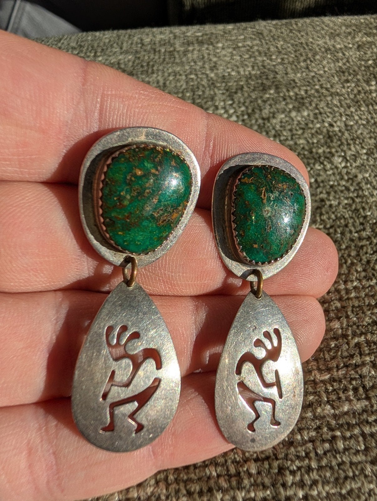 Everett en Mary Teller Navajo sterling zilveren oorbellen, Gebruikt, Ophalen of Verzenden, Met edelsteen, Zilver