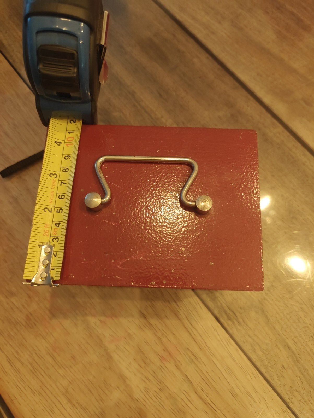 Vintage Kluisje - Rood Metalen Geldkistje met Sleutel, Minder dan 50 cm, Gebruikt, Minder dan 50 cm, Ophalen of Verzenden