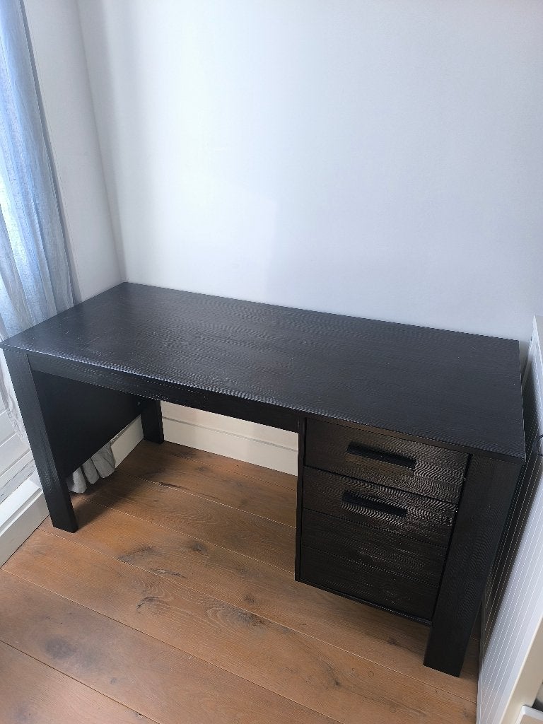 Grenenhouten Zwart-grijs bureau te koop, Ophalen, Scandinavisch, Hout, 59 cm