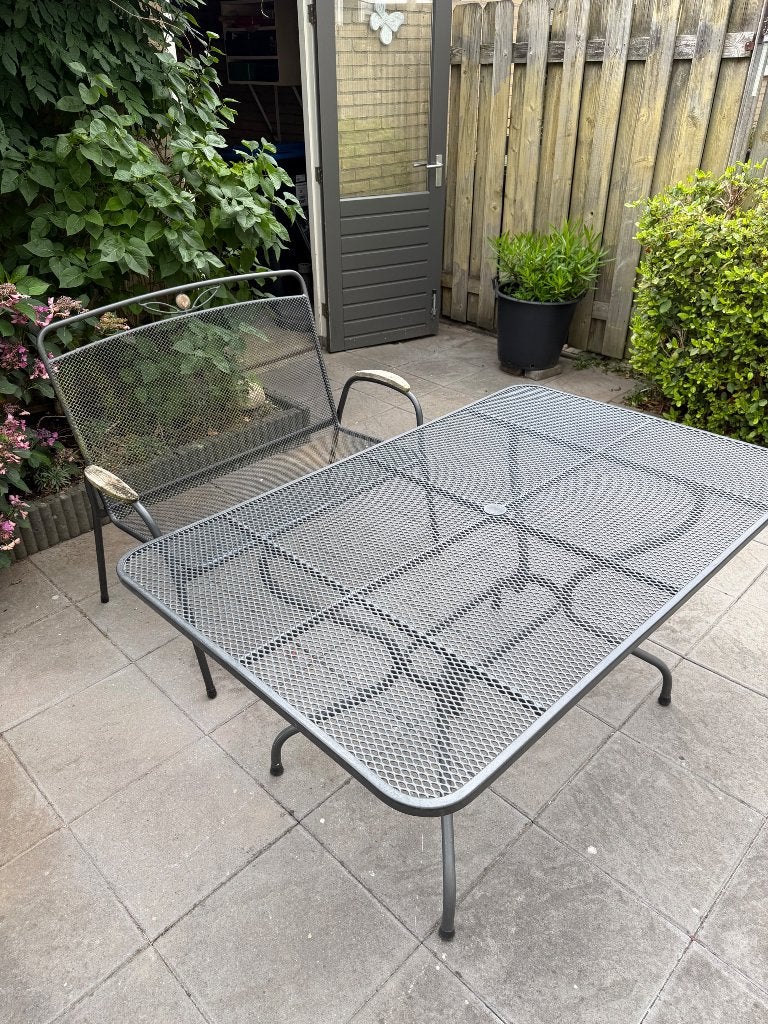 Tuintafel en tuinbank, Ophalen, Gebruikt, Rechthoekig, Metaal
