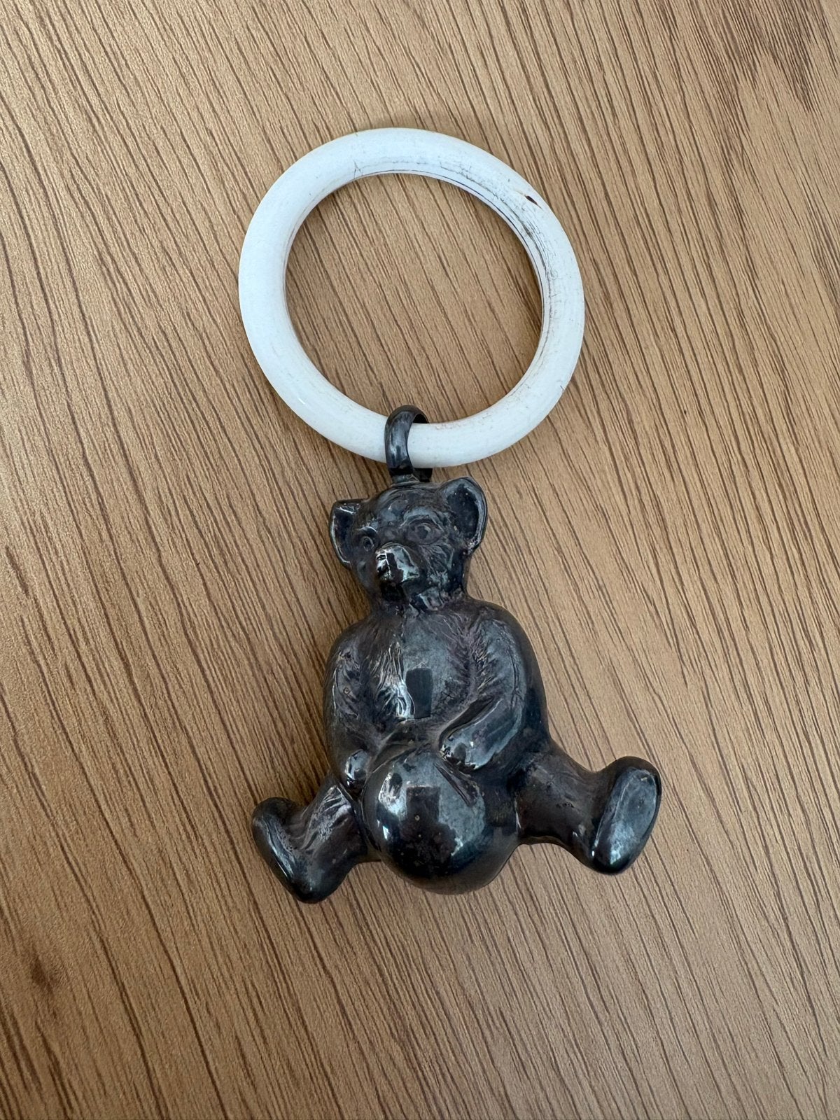 Vintage/Antieke Bijtring/Rammelaar met Teddybeer, Ophalen of Verzenden
