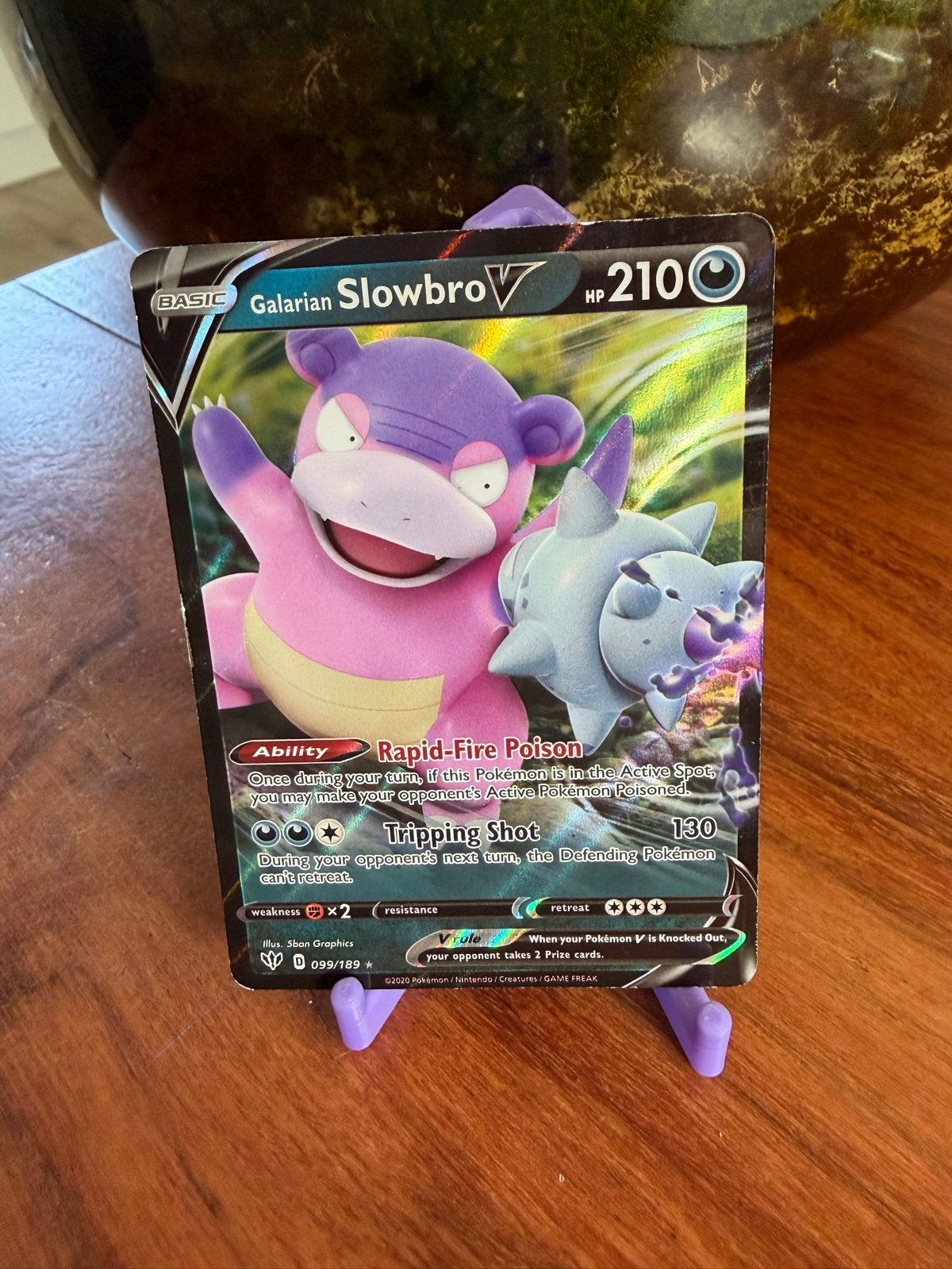Pokémon Galarian Slowbro V 099/189 Darkness Ablaze, Ophalen of Verzenden, Zo goed als nieuw, Losse kaart, Foil