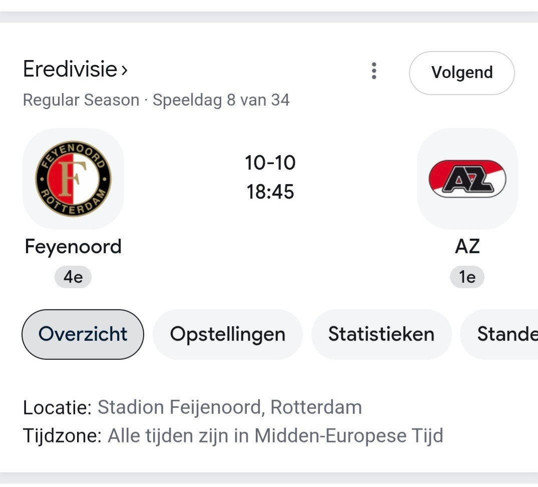 kaartje feyenoord/az vak cc