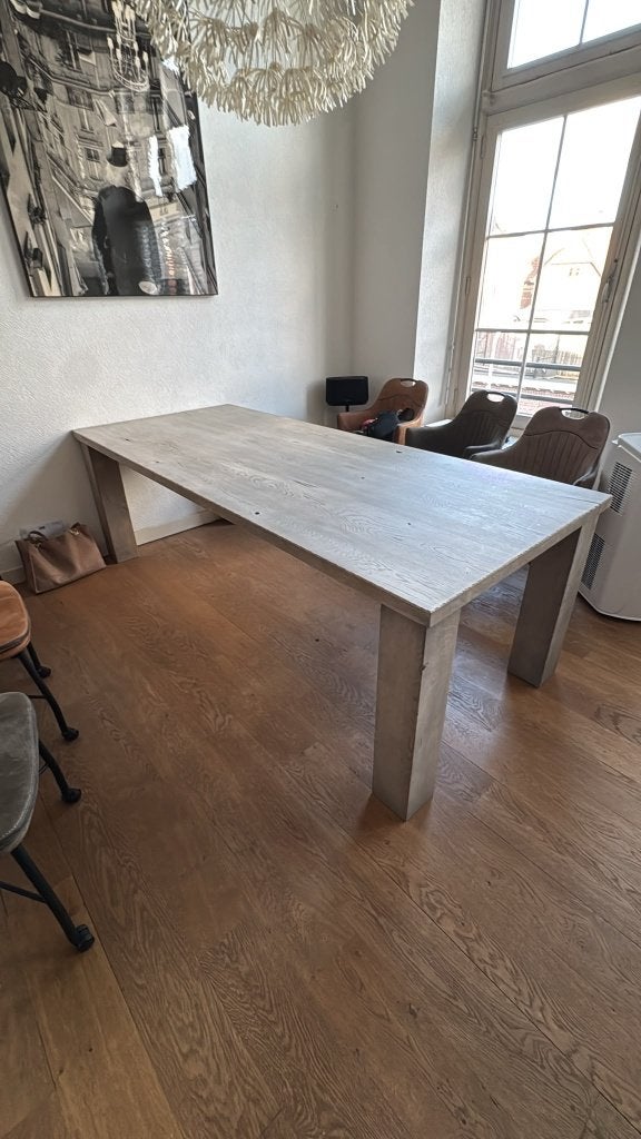 Robuuste eikenhouten eettafel - Landelijke stijl, Ophalen, Gebruikt, 100 tot 150 cm, Eikenhout