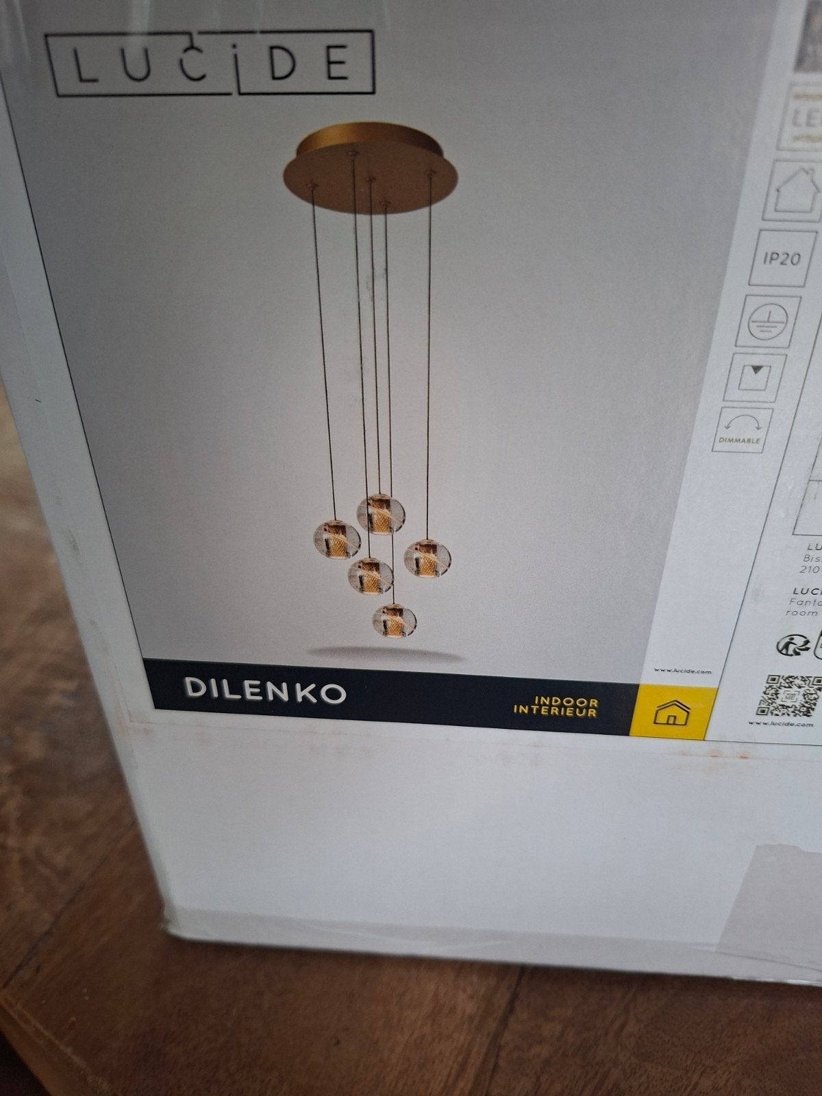 Lucide Dilenko Hanglamp - Nieuw in doos, Ophalen, Nieuw, Overige fittingen, Glas